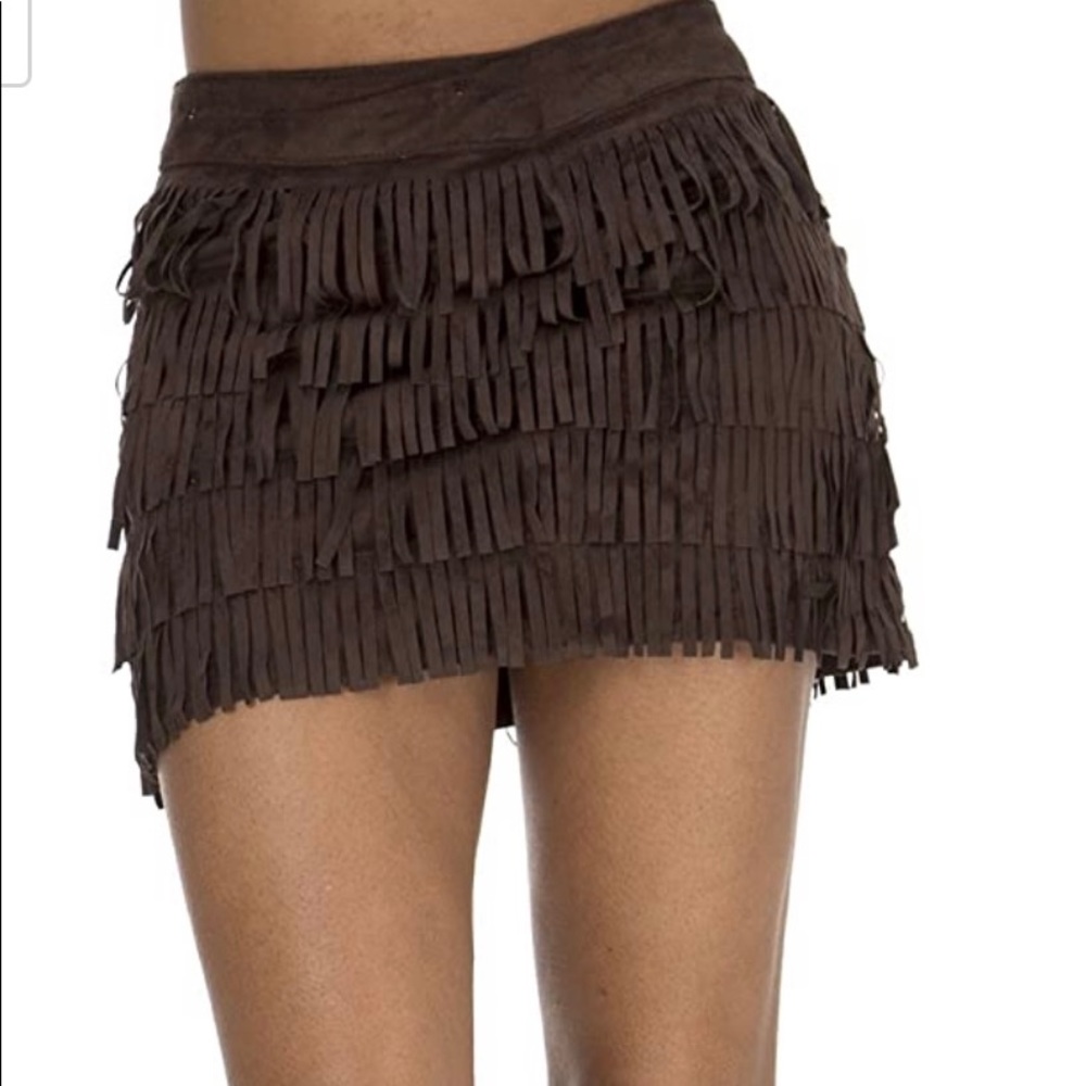 "Pocohontas" fringe mini skirt